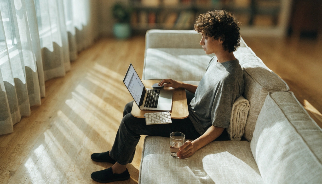 how to easily do work on the couch with laptop